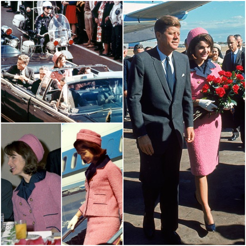 Jackie Kennedy wore her blood-splattered pink Chanel suit for the rest of  the day after JFK's assassination