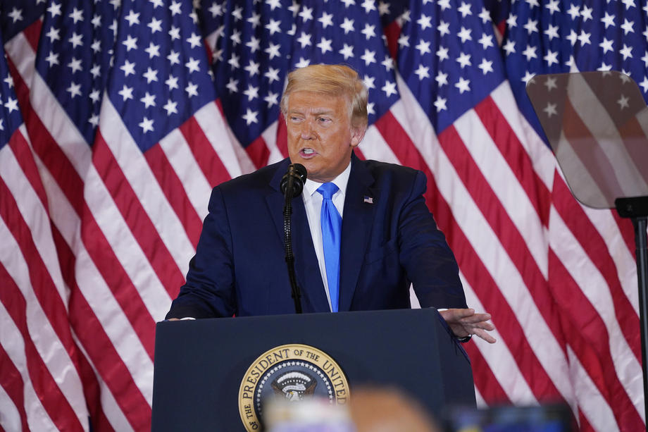 Доналд Трамп имаше обраќање од Белата куќа / 4 ноември 2020 / Вашингтон ДС, САД / Фотоо: EPA-EFE/CHRIS KLEPONIS / POOL