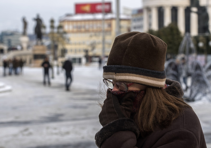 Македония Скопие зима сняг студено време