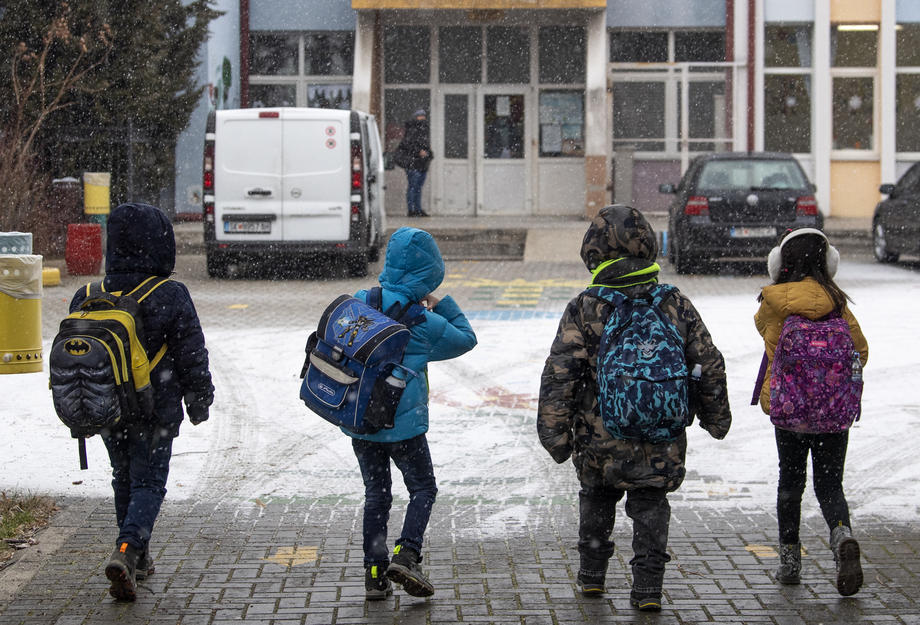 School students Macedonia winter