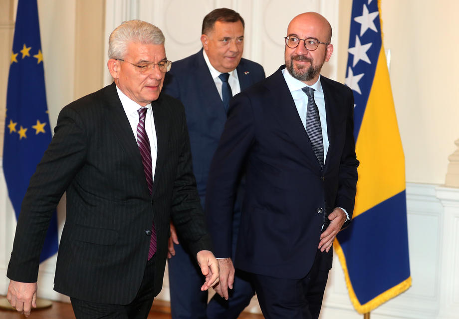 Sefik Dzaferovic, Milorad Dodik and Charles Michel