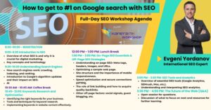 Официјална агенда на настанот How to get to #1 on Google search with SEO