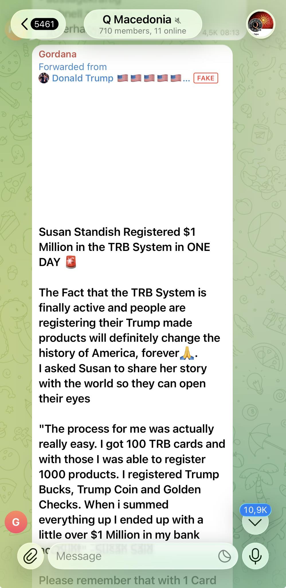 Извор: Група на Телеграм QAnon