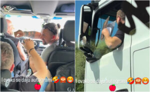 ВИДЕО | Автограм на автопат — „Црвена јабука“ му го разубави денот на возач на камион