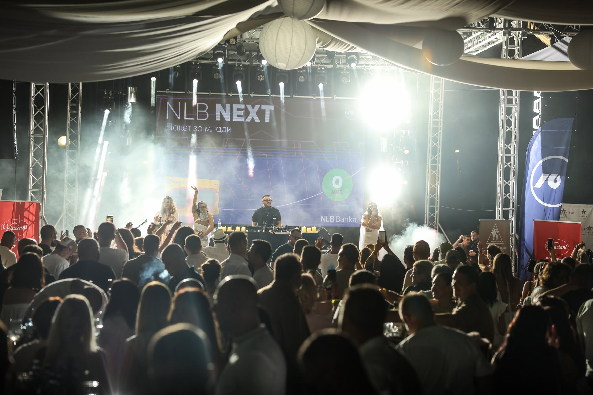 Crowd dancing on Nickarth at Cafe De Anatolia Festival at Vinica, North Macedonia