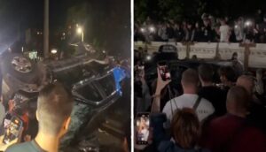 ВИДЕО | Украински војници „насила регрутирале маж“ во Лавов — толпа ги нападна, им го преврте возилото